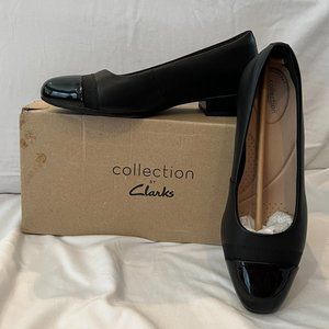 Clarks Black Leather Slip On Flat